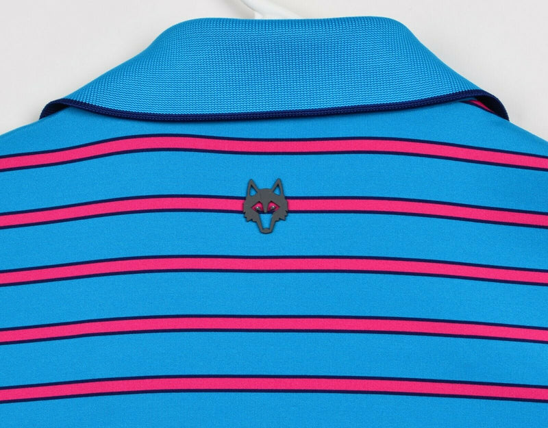 Greyson Men's Sz Large Blue Pink Striped Polo Golf Shirt Boca Raton