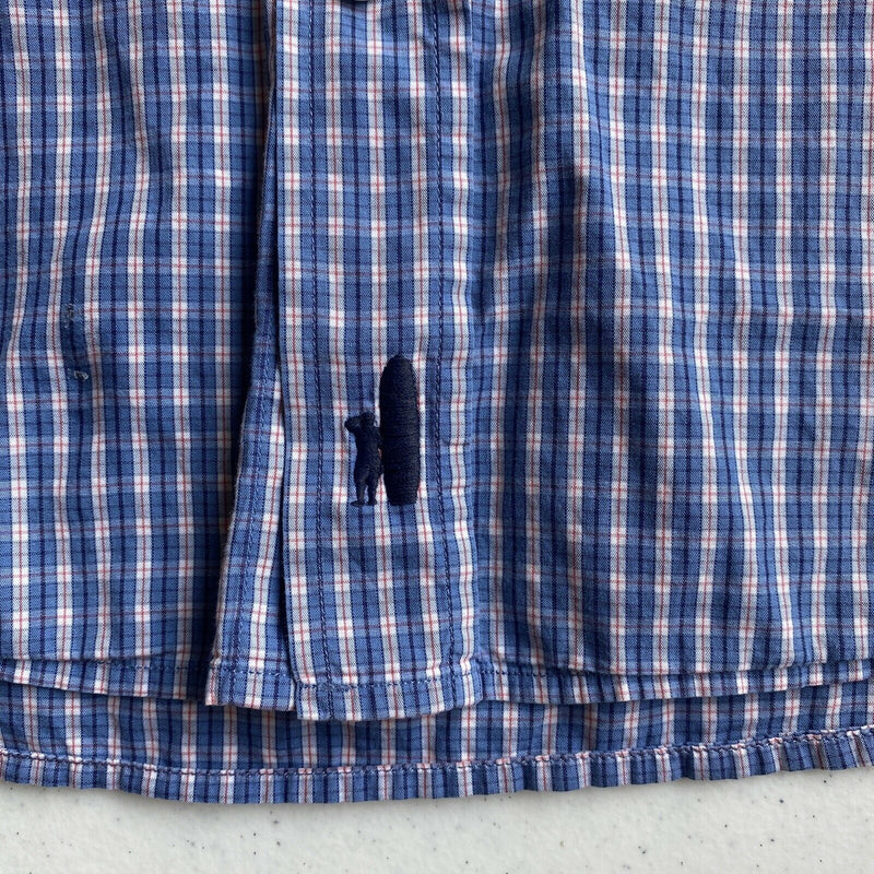Johnnie-O Men's XL Blue White Red Plaid Long Sleeve Button-Down Shirt