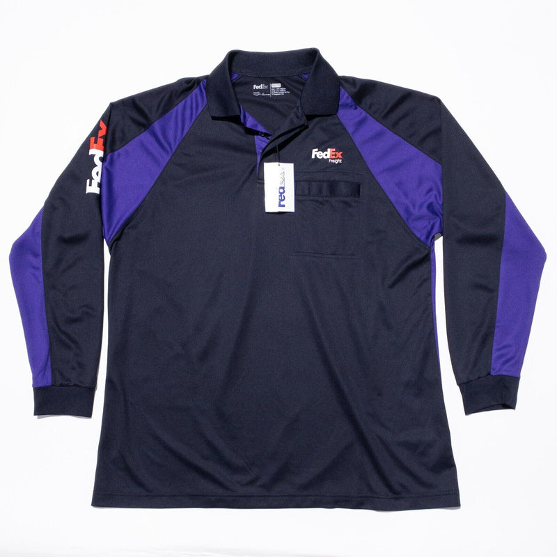 FedEx Freight Stan Herman Polo Shirt Men’s XL Logo Long Sleeve Black Purple