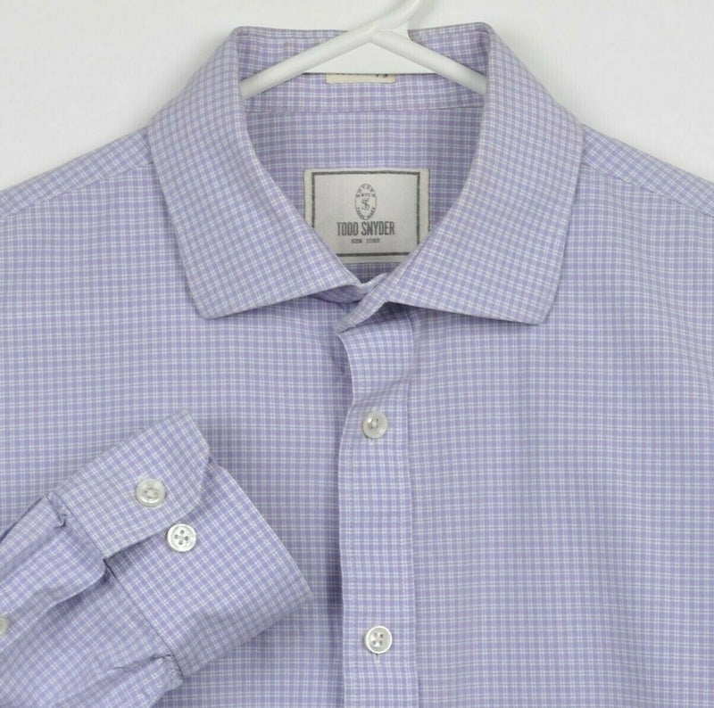 Todd Snyder New York Men's 16.5 (Large) Purple Plaid Check Button-Front Shirt
