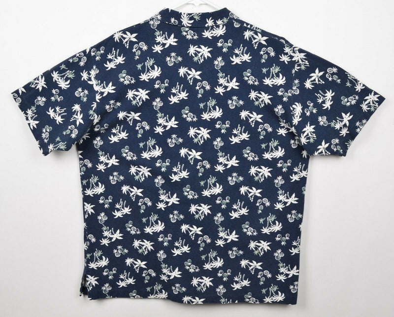 Vtg Polo Ralph Lauren Men's Sz Large Pineapples Floral Navy Blue Polo Shirt