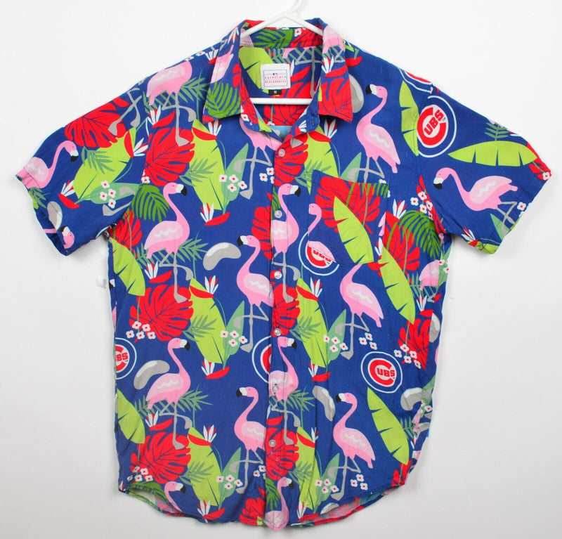 Chicago Cubs Men's Medium Floral Flamingo MLB Short Sleeve Hawaiian Shirt