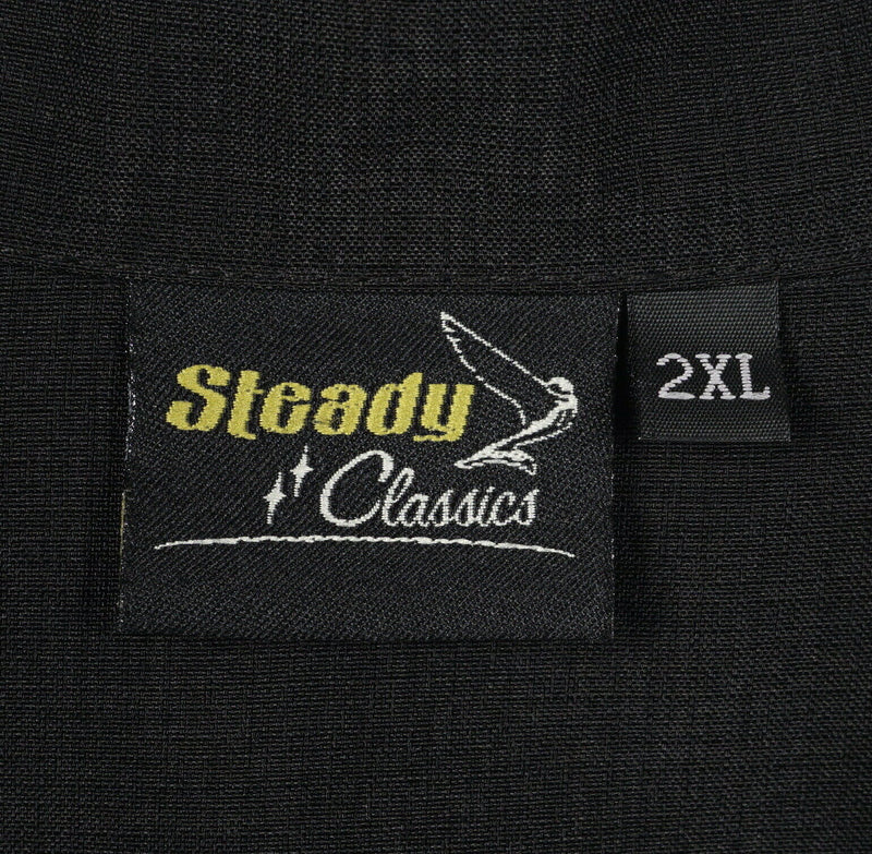 Steady Classics Men's 2XL Black White Piping Disco Camp Rockabilly Shirt