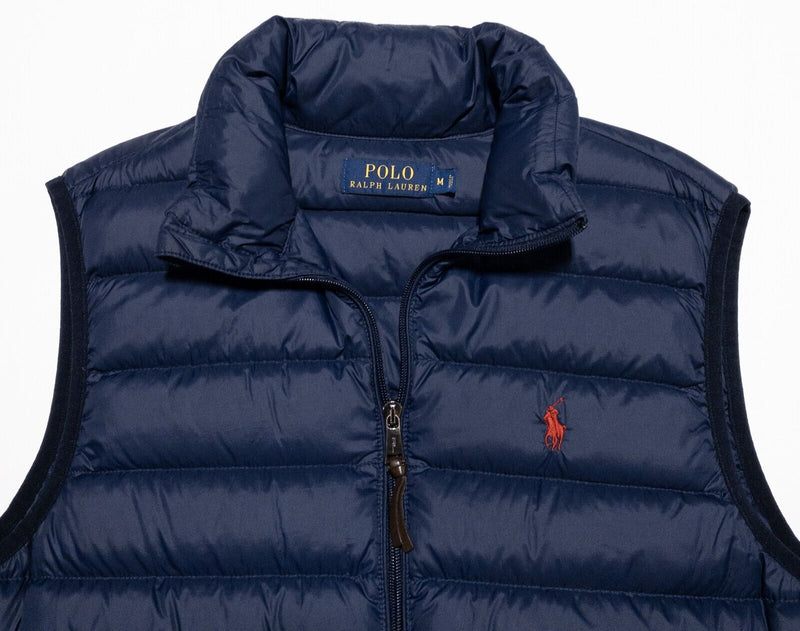 Polo Ralph Lauren Down Puffer Vest Men's Medium Navy Blue Full Zip Preppy Pony