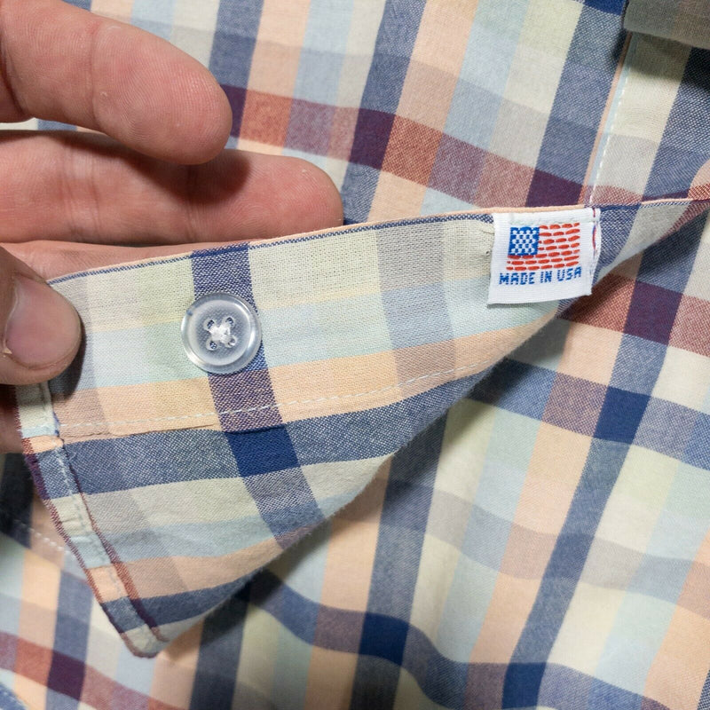 Steven Alan Men's Large Reverse Seam Multi-Color Check USA Button-Front Shirt