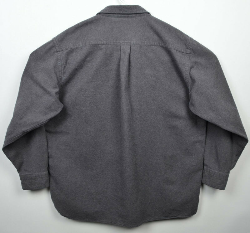 L.L. Bean Men's XL Chamois Cloth Solid Gray Button-Front Heavy Flannel Shirt