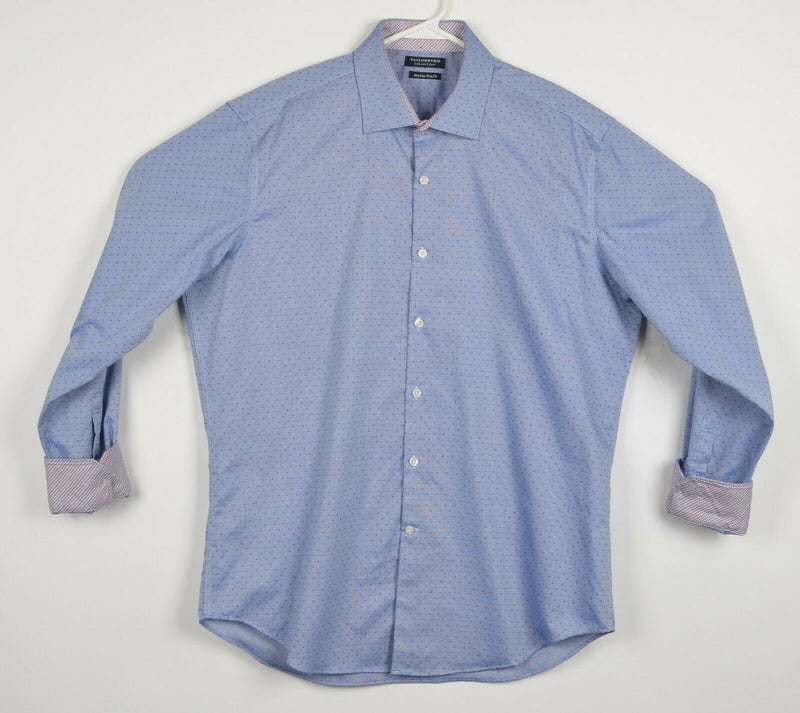 Tailorbyrd Collection Men's 16.5 Trim Non-Iron Flip Cuff Blue Polka Dot Shirt