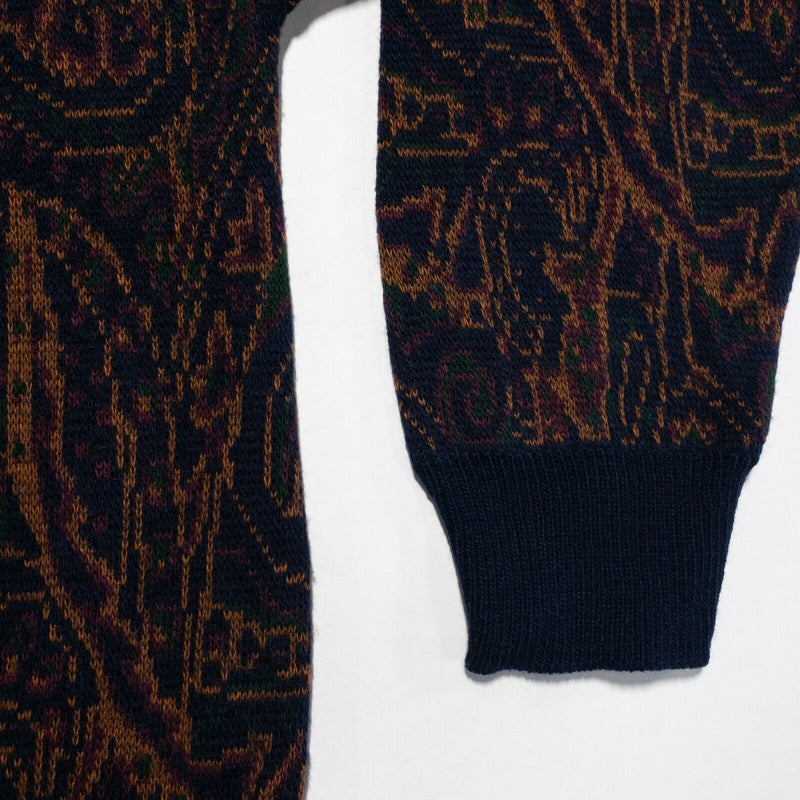 John Ashford Men's Large Paisley Wool Blend Made in Italy Crew Vintage Sweater
