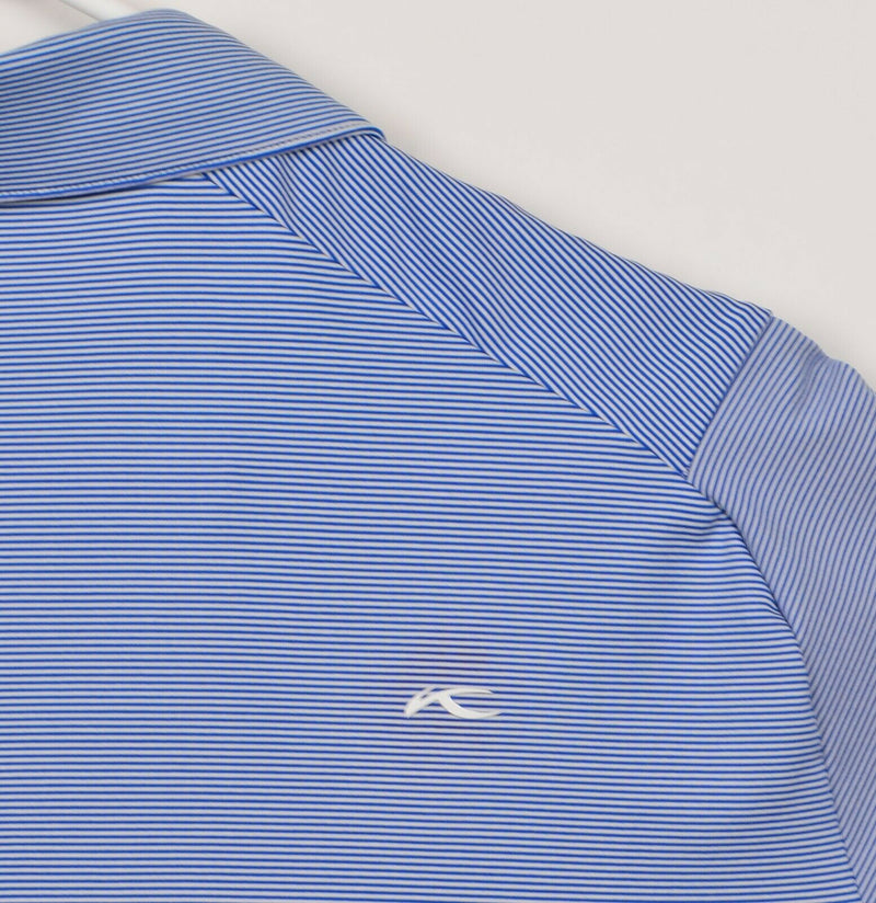 KJUS Men's Large 52 UPF 50+ Blue Striped Golf Polo Soren Shirt Barrington Hills