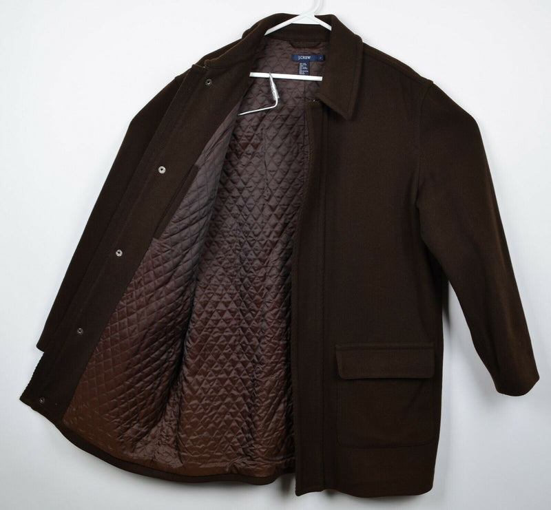 J. Crew Men's Large Wool Blend Quilt-Lined Insulated Chocolate Brown Coat