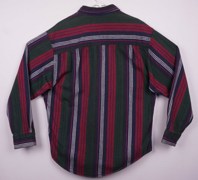Vtg 90s Eddie Bauer Men's Sz Large McKinley Flannel USA Made Striped Shirt