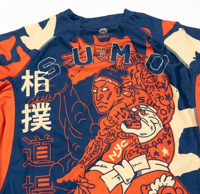 Half Sumo Shirt Men's Large Rash Guard MMA Martial Arts Bushido Graphic S/S