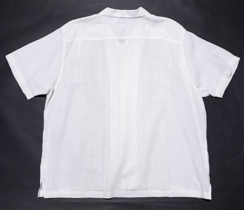 Tommy Bahama Linen Shirt Men's 3XL Panel Striped Camp Collar White