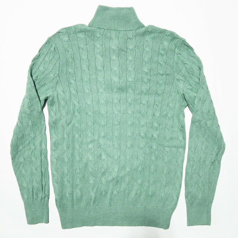 Polo Ralph Lauren 100% Silk Cable-Knit 1/4 Zip Sweater Green Men's Medium