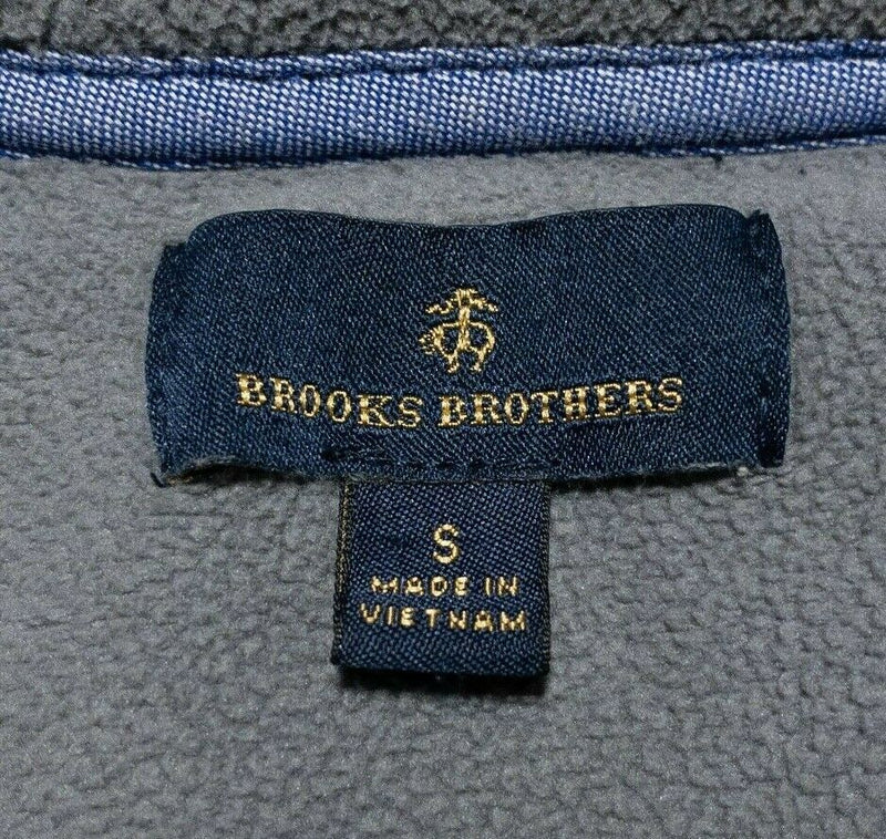 Brooks Brothers Men's Small Navy Blue Full Zip Fleece Vest Pockets Classic