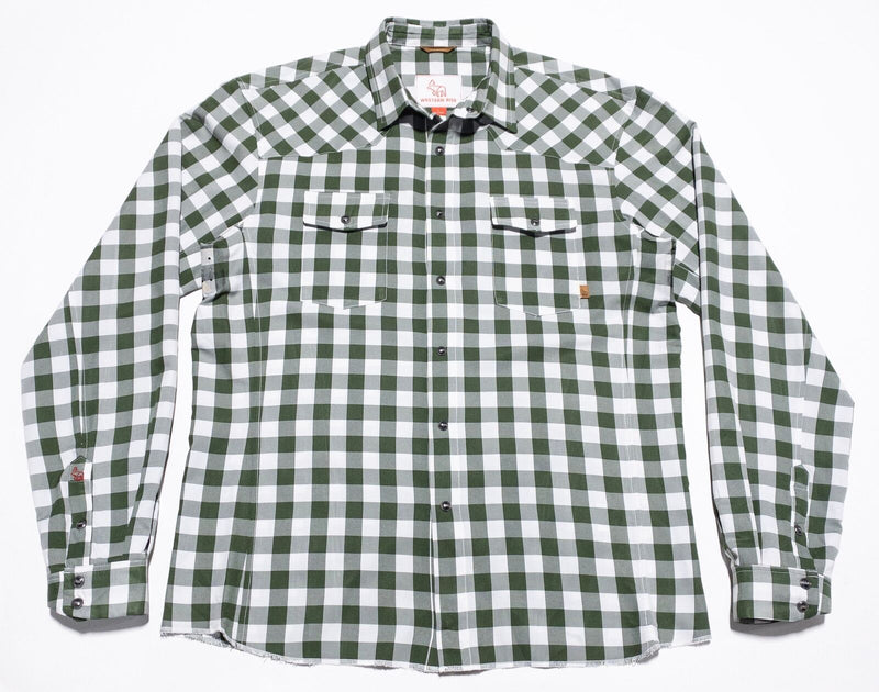Western Rise Pearl Snap Shirt Men's Large Button-Up Green Check