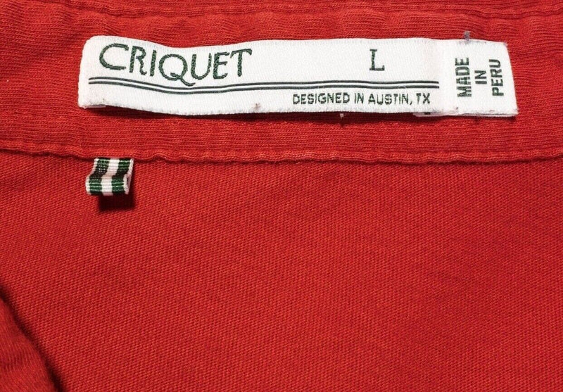 Criquet Polo Shirt Large Men's Football Helmet Logo Solid Red Short Sleeve