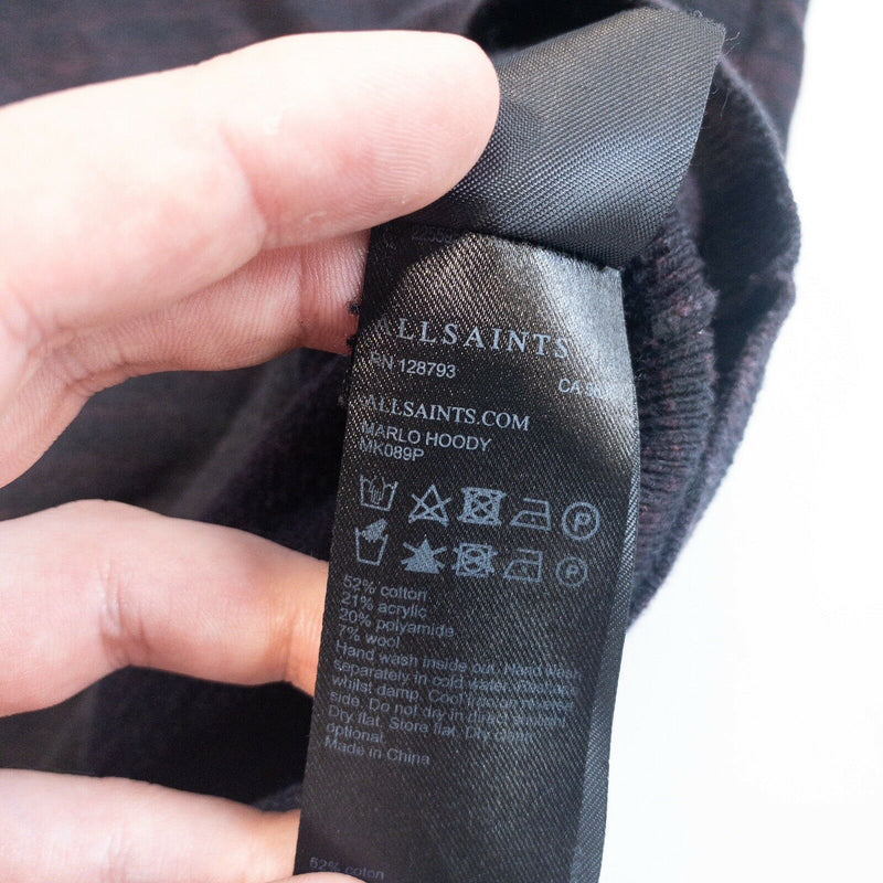 AllSaints Men's XL Marlo Hoody Cotton Wool Blend Two Tone Lightweight Hoodie