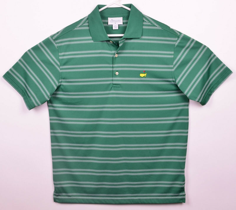 Masters Performance Men's Medium Green Striped Wicking Augusta Golf Polo Shirt