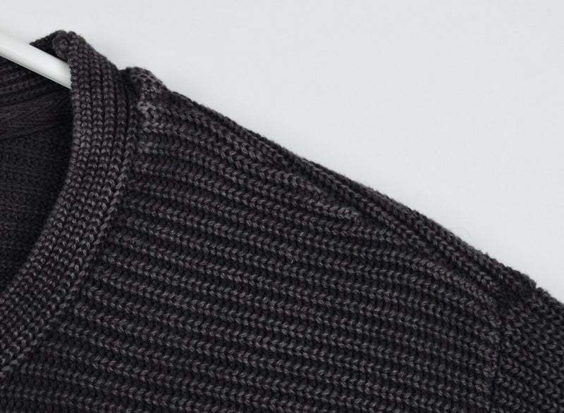 Carbon 2 Cobalt Men's XL Ribbed Knit Dark Gray Distressed Crew Neck Sweater