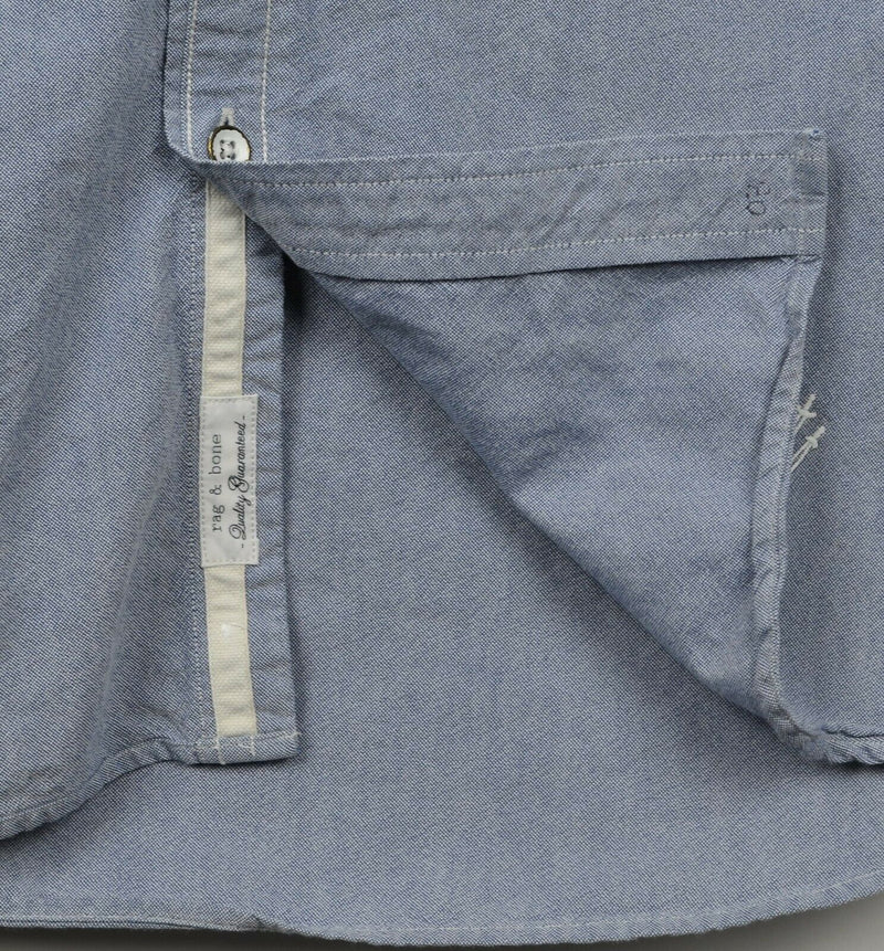 Rag & Bone Men's Sz Large Blue Tailored Workwear Long Sleeve Button-Front Shirt