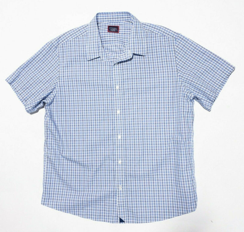 UNTUCKit XXL Slim Shirt Mens Wrinkle Free Blue Check Short Sleeve Button-Front