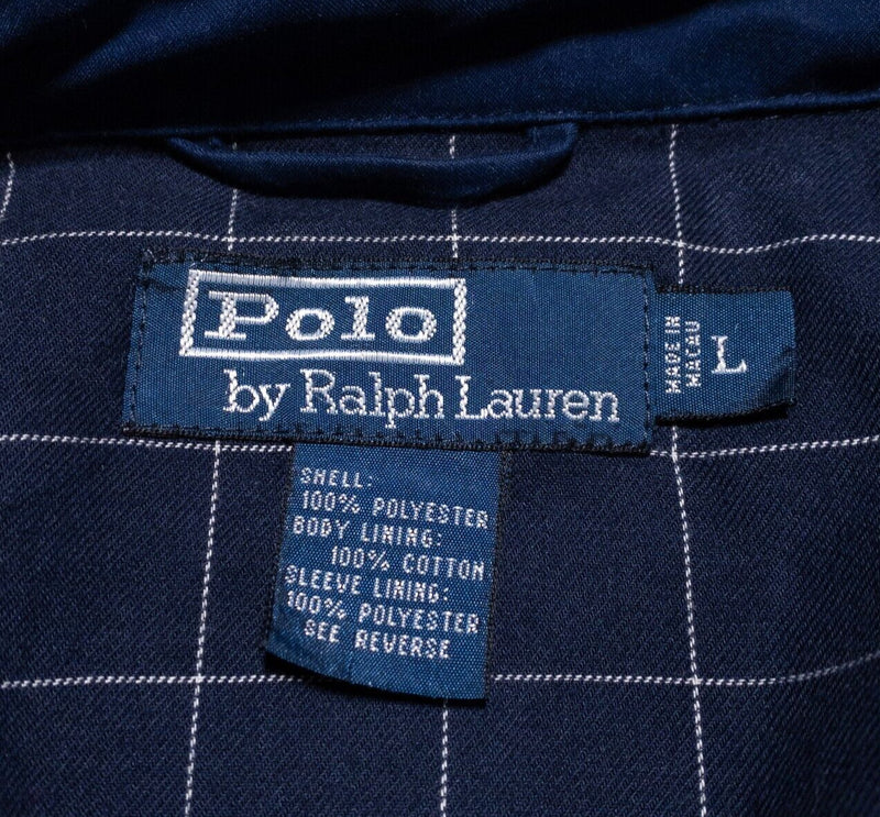 Polo Ralph Lauren Plaid Lined Jacket Men's Large Loop Collar Bomber Blue Preppy