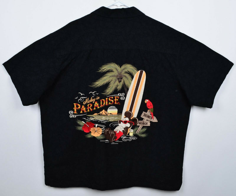 Disneyland Men's Sz XL Mickey In Paradise Rayon Embroidered Hawaiian Shirt