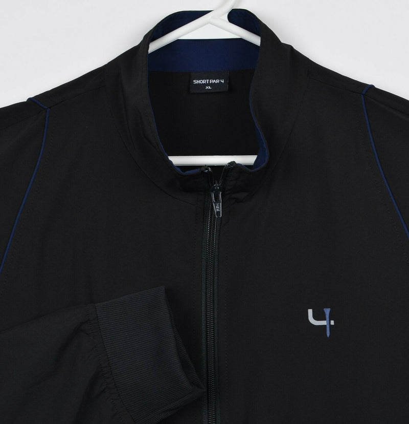 Short Par 4 Men's XL Black Blue Full Zip Windbreaker Golf Jacket