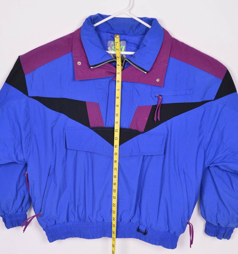 Vintage 90s Alpine Ski Men's Large Pullover Colorblock Blue Ski Anorak Jacket