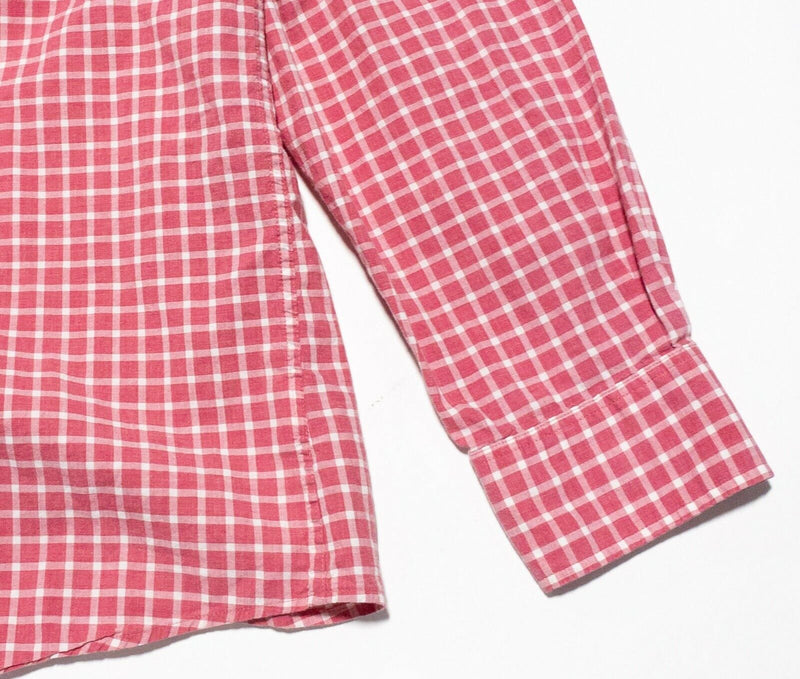 Johnnie-O Shirt Men's 2XL Pink Check Button-Down Long Sleeve Preppy