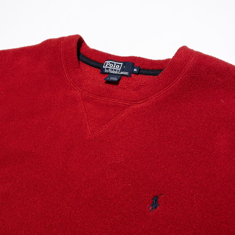 Polo Ralph Lauren Sweatshirt Men's XL Pullover Fleece Vintage 90s Red Crewneck