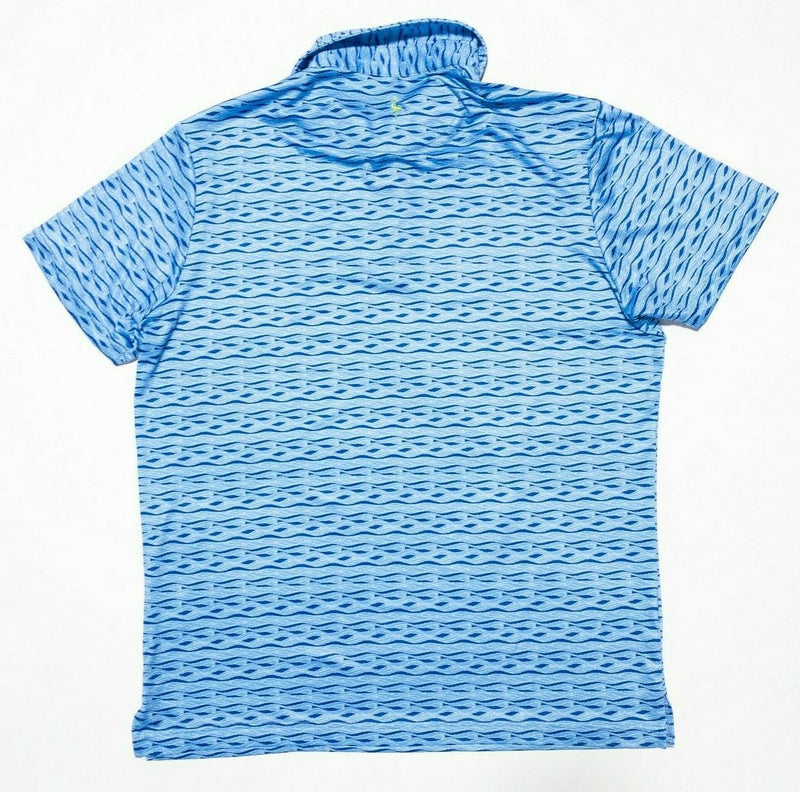 Tailorbyrd Polo Men's Medium Golf Shirt Wicking Stretch Blue Geometric Waves