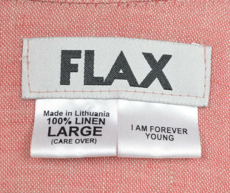 Flax Jeanne Engelhart Men's Sz Large 100% Linen Loose Orange/Salmon Shirt