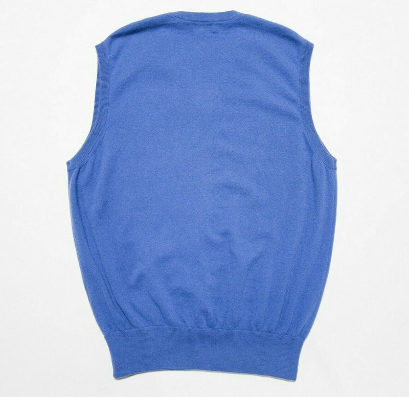 Peter Millar Men's XL 100% Cashmere Solid Blue Pullover Golf V-Neck Sweater Vest