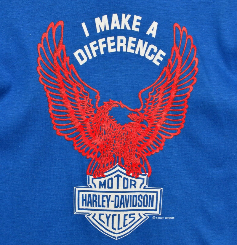 Vintage 80s Harley-Davidson Men's Large Eagle Employee Make a Difference T-Shirt