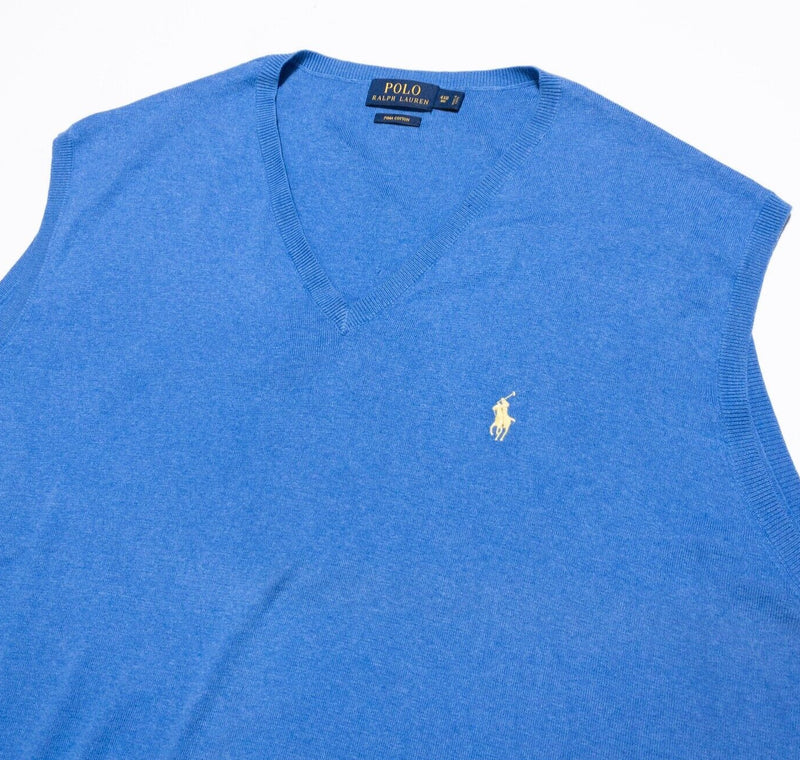 Polo Ralph Lauren 4XB Sweater Vest Mens 4XL Big & Tall V-Neck Knit Pullover Blue