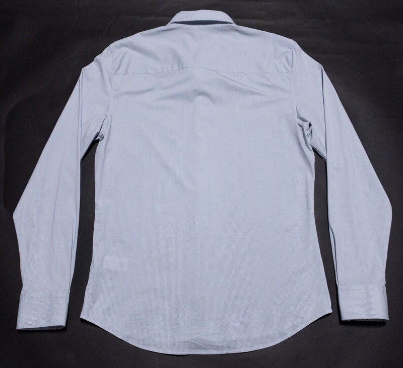 Rhone Commuter Shirt Men's Small Long Sleeve Blue Dot Nylon Wicking Stretch