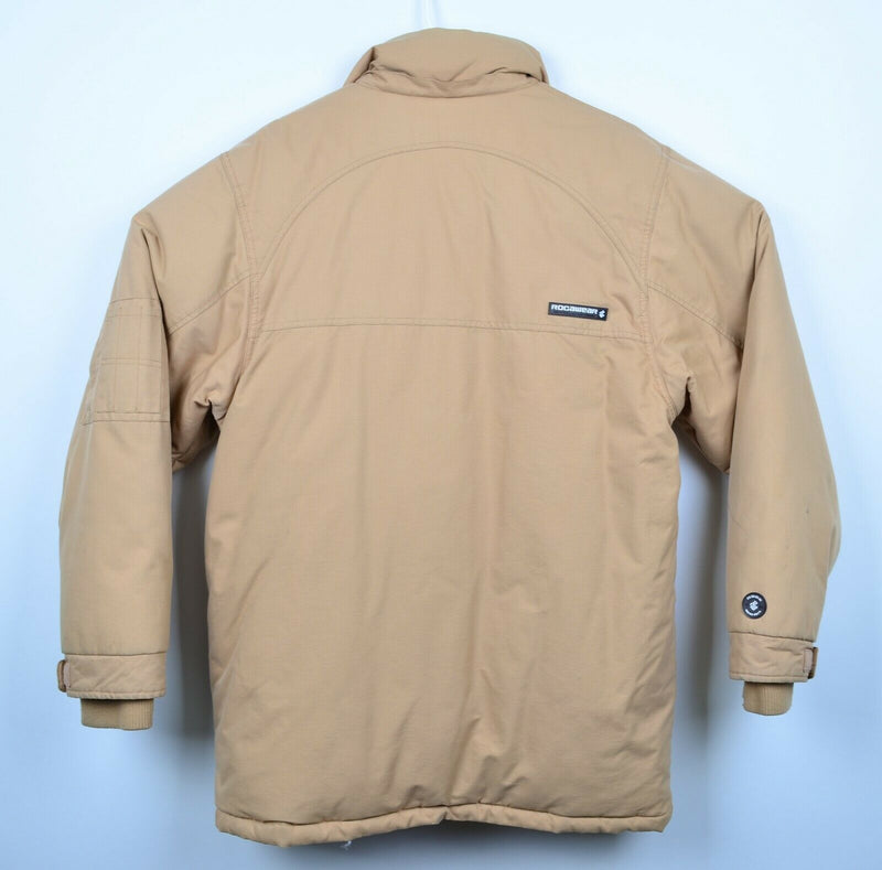 Rocawear Men's Medium? Down Fleece Lined Brown Cargo Embroidered Jacket