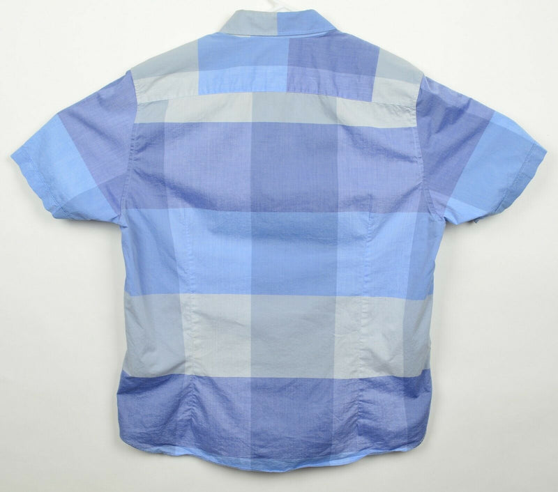 Ted Baker London Men's 5 (XL) Blue Gray Color Block Short Sleeve Button Shirt