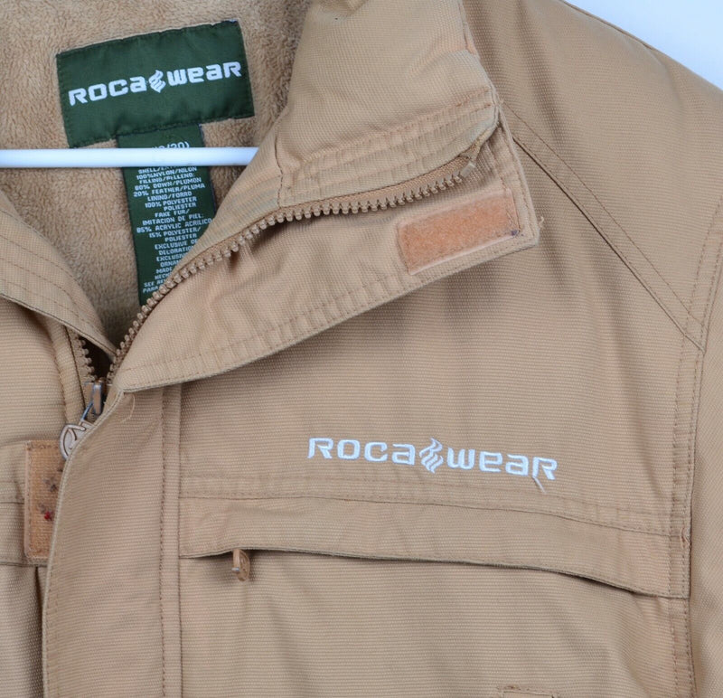 Rocawear Jacket Men's Medium? Down Fleece Lined Brown Cargo Embroidered