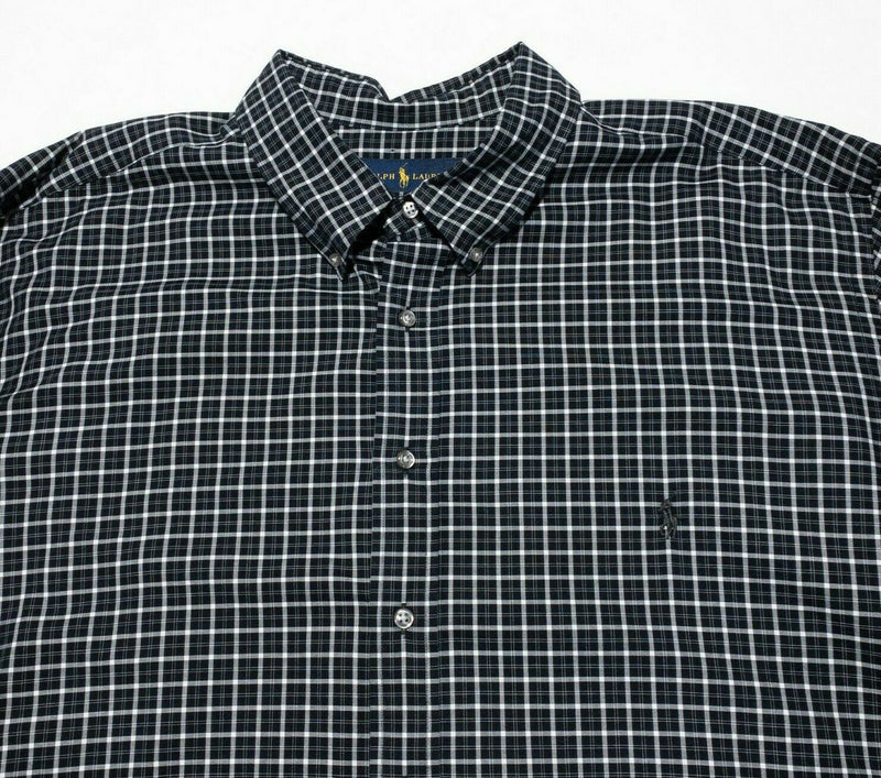 Polo Ralph Lauren 3XB Long Sleeve Men's Button-Down Shirt Black Plaid Pony Big