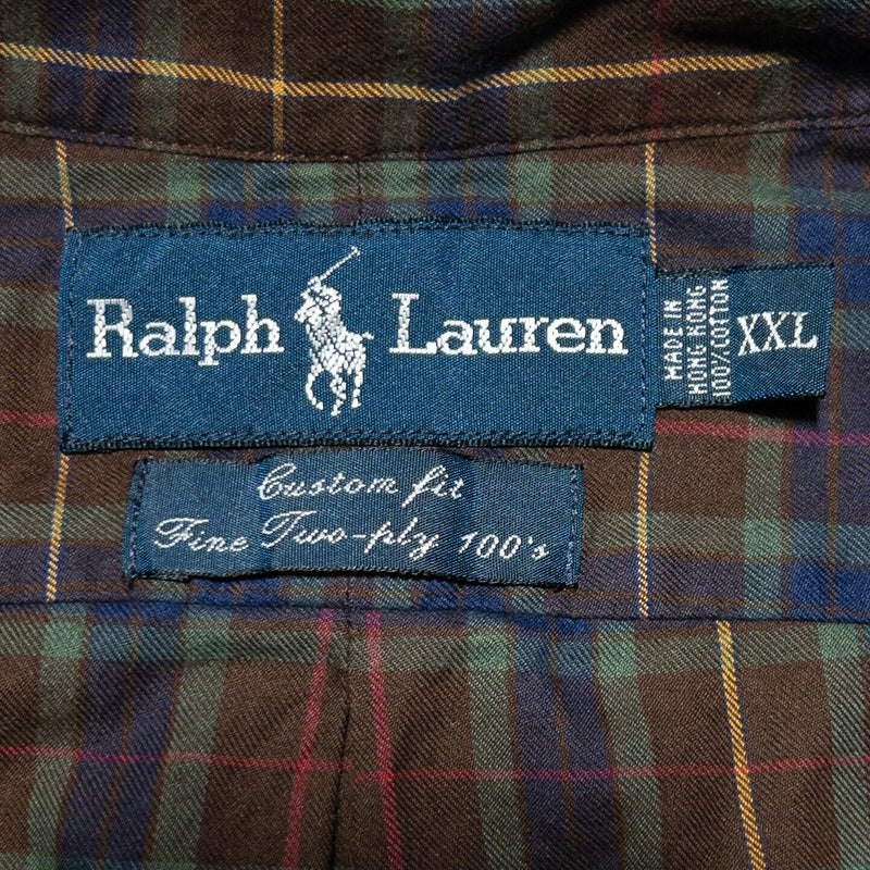 Polo Ralph Lauren Men's 2XL Button-Down Shirt Brown Plaid Long Sleeve