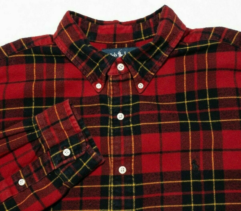 Polo Ralph Lauren Flannel XXL Classic Fit Men's Shirt Red Plaid Button-Down 2XL