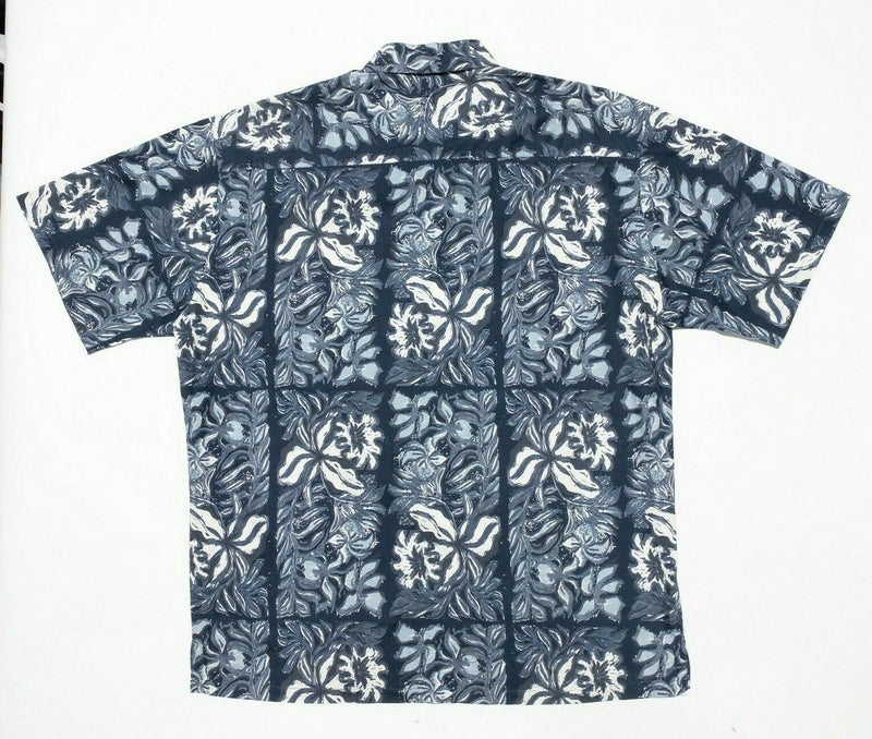 Kahala John Severson Shirt XL Men's Hawaiian Aloha Floral Blue Button-Front