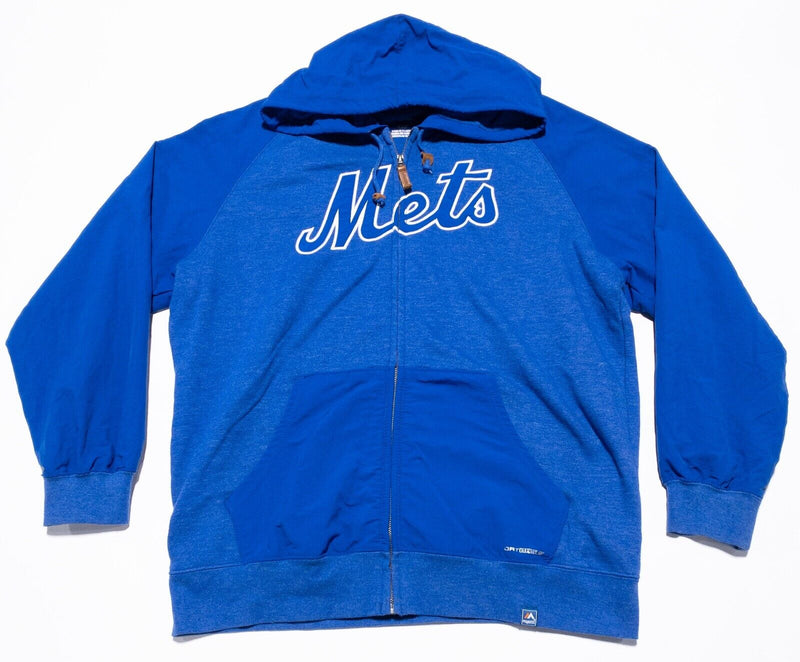 New York Mets Hoodie Men's Large Full Zip Majestic Dry Base Blue MLB Baseball