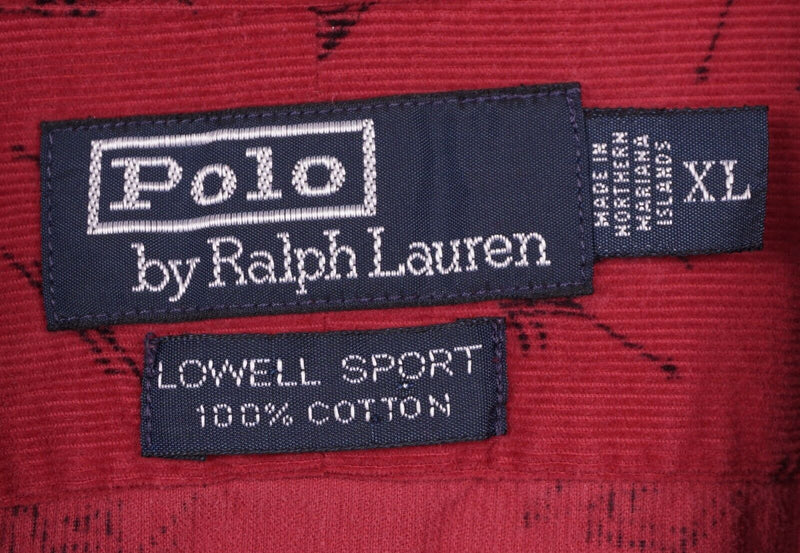 Polo Ralph Lauren Men's Sz XL Corduroy Skiing Red Lowell Sport Long Sleeve Shirt