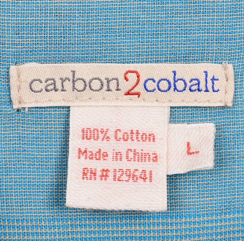 Carbon 2 Cobalt Men's Large Blue Gray Cream Yellow Plaid Button-Front Shirt