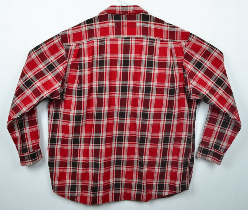 Duluth Trading Co Men's Sz 2XL Tall Red Tartan Plaid Long Sleeve Flannel Shirt