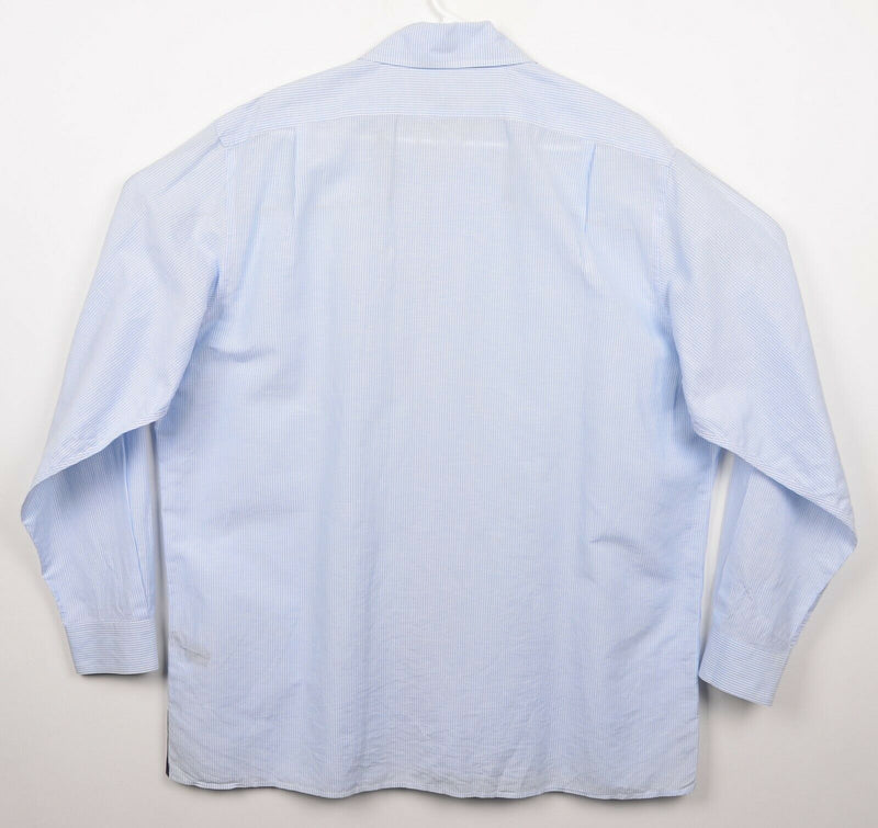 Ralph Lauren Purple Label Men's XL Linen Blend Blue Striped RLPL Button Shirt